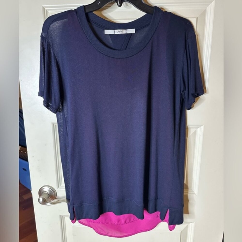 Gibson Navy and Pink layered Short Sleeve Tee. Women’s XS